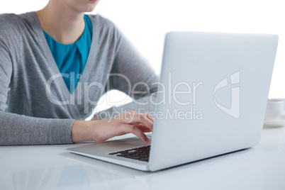 Teenage girl using laptop