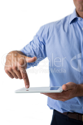 Man using digital tablet