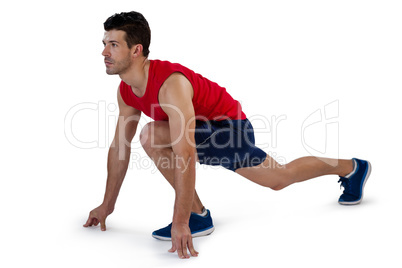 Concentrated sports player in running position