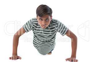 Teenage boy performing push ups