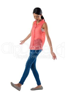 Woman posing on white background