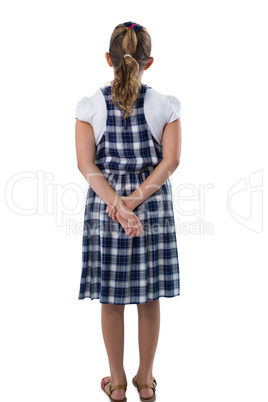 Girl standing on white background