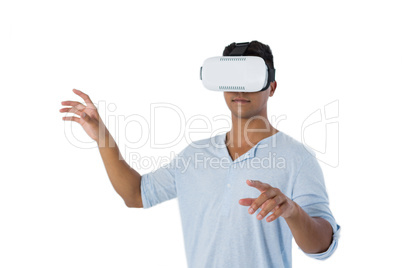 Man using virtual reality headset