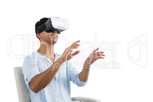 Man using virtual reality headset