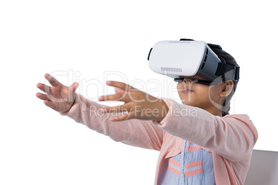 Girl using virtual reality headset