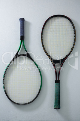 Overhead view of tennis rackets