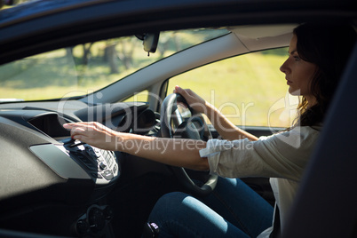 Woman driving a car