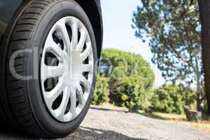 Close-up of cars wheel