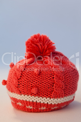 Close-up of wooly hat