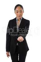 Female executive holding invisible object