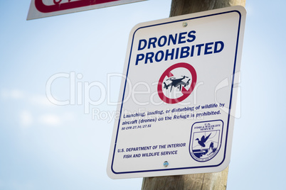 Jackson, WY, USA - July 16, 2017: Drones Prohibited Sign Near El