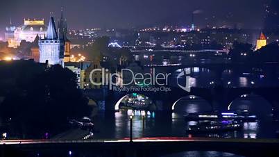 Aerial View of the Bridges of the Night Prague