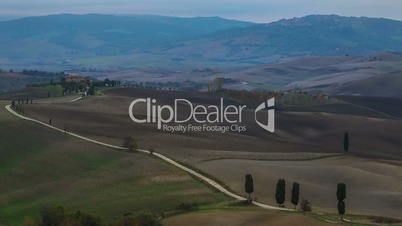 Cloudy Morning in Tuscany. Time Lapse