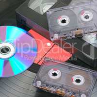 Vinyl disc, audio and video cassettes
