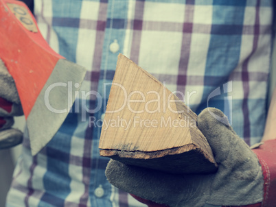 Young man with fire wood