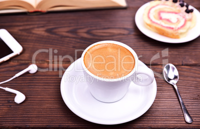 Espresso in a white cup and saucer