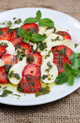 Strawberry caprese with mozzarella