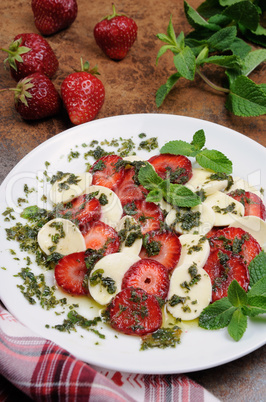 Strawberry caprese with mozzarella