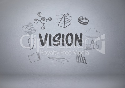 Vision text graphics with grey background