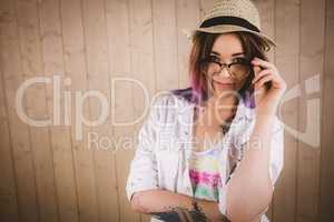 Girl in spectacles posing