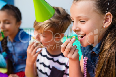 Close up of children eating cake