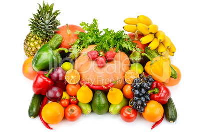 fruits and vegetables isolated on white