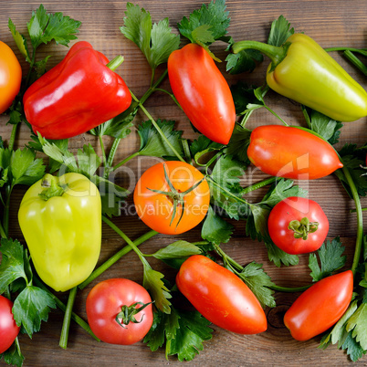 vegetables on old wooden table