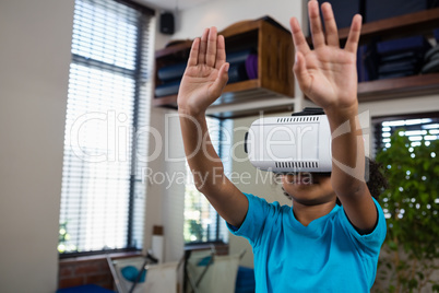 Girl using virtual reality headset