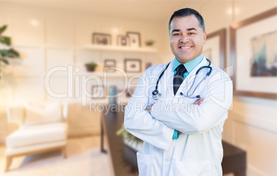 Handsome Hispanic Doctor or Nurse Standing in His Office