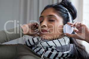 Woman listening to music