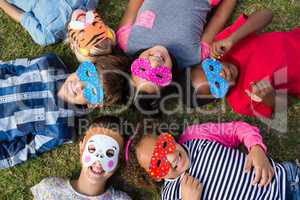 Directly above shot of children wearing masks