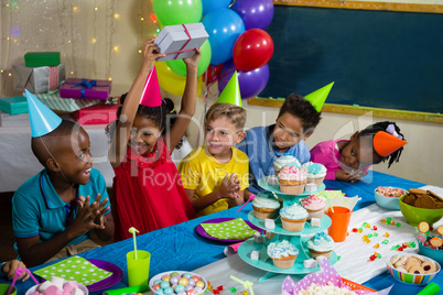 Cheerful children at birthday party
