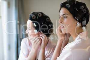 Bride getting ready for wedding