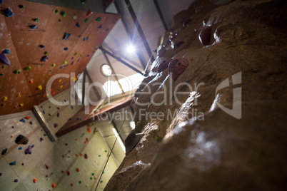 Low angle of wall with footholds
