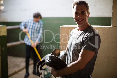 Man working in the stable