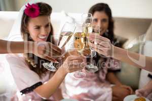 Women toasting a glasses of champagne