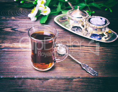 Black tea in a glass Turkish glass