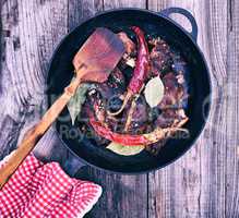 Fried pork ribs with spices