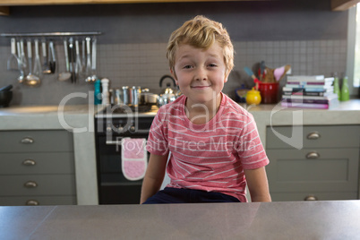 Portrait of boy in kitchen