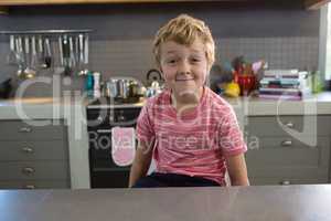 Portrait of boy in kitchen