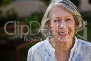 Portrait of happy senior woman at park