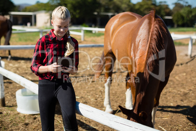 Girl using digital tablet