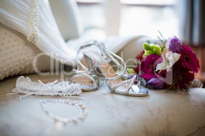 Wedding accesories on sofa