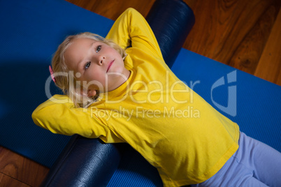 Little girl exercising in hospital