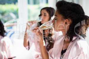 Women drinking a glasses of champagne
