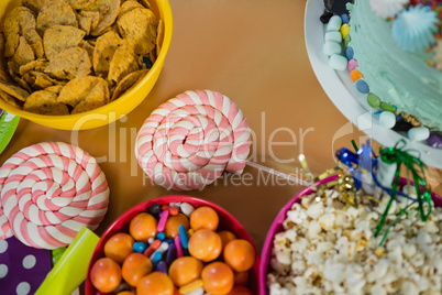 Various confectioneries on a table