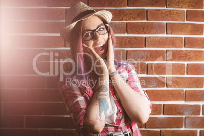 Portrait of shocked woman in spectacles