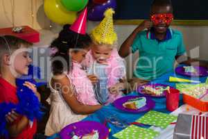 Children at table during party