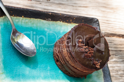 Creamy chocolate mousse layered cake