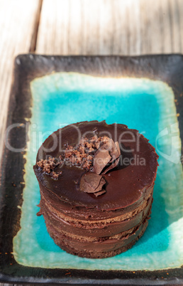 Creamy chocolate mousse layered cake